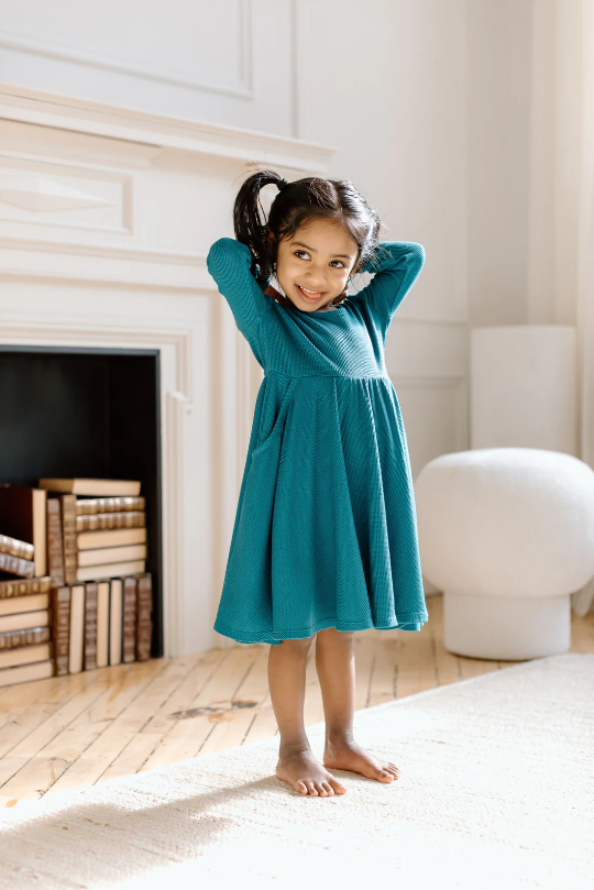 LouLou Lollipop Waffle Skater Dress in Peacock