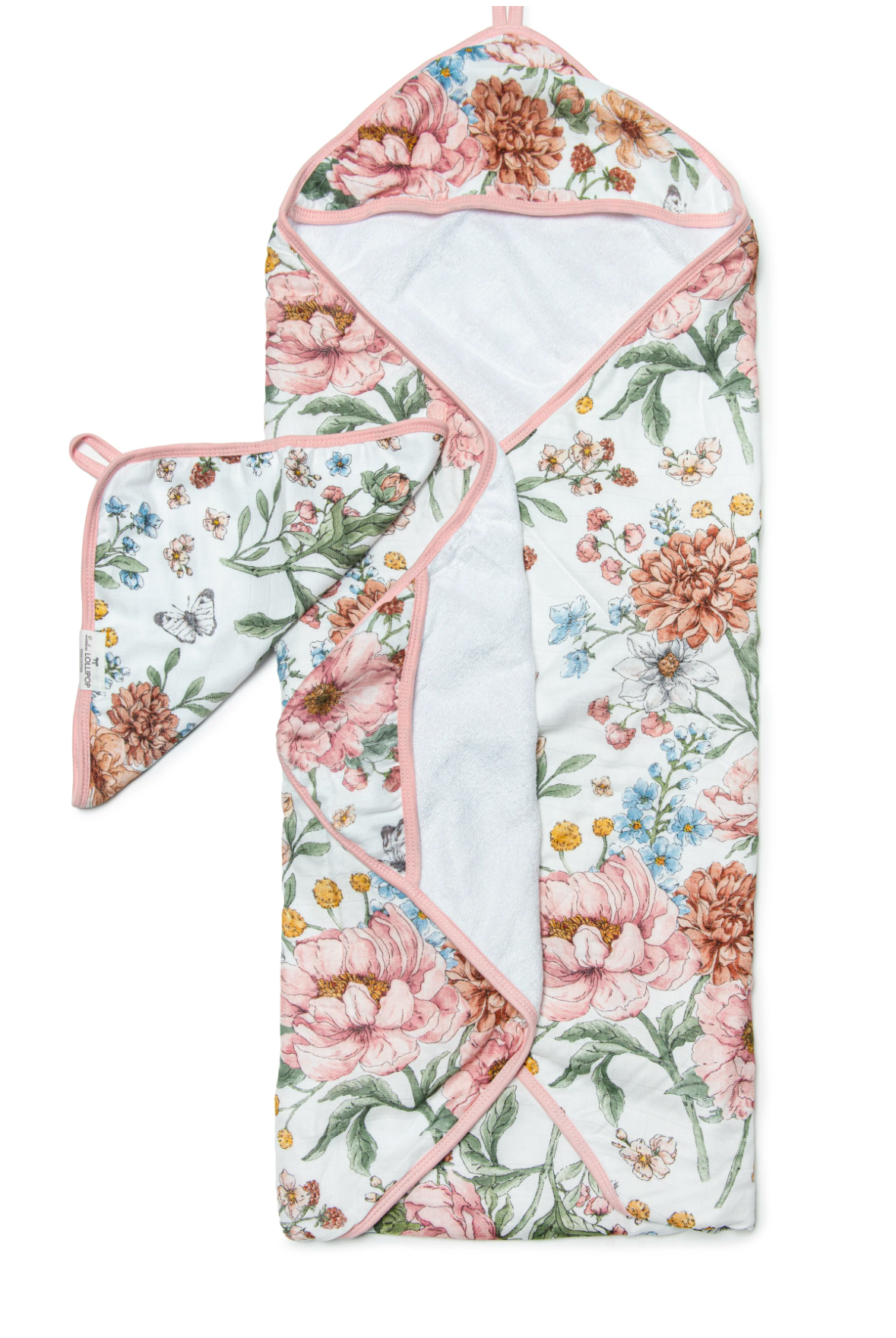 LouLou Lollipop Muslin Cotton Hooded Towel Set in Secret Garden