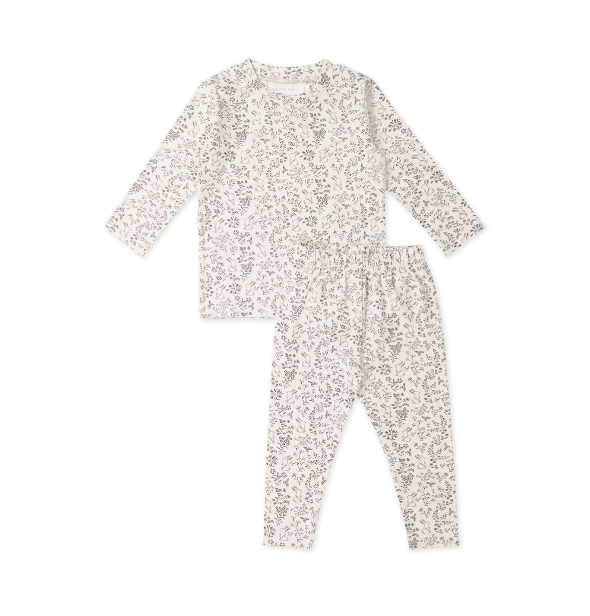 Avis Long Sleeve Pyjama Set in Garden Bunnies Tofu